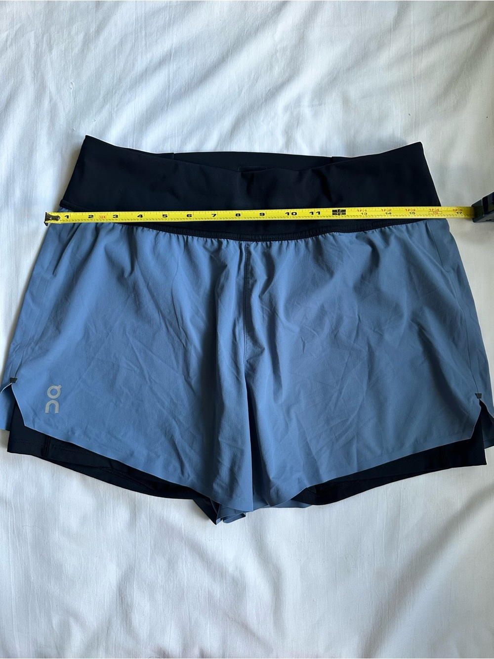 On Running Women's Light Blue Layered Shorts with Black Waistband - Picture 9 of 13